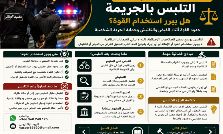 استخدام القوة في حالة التلبس بالجريمة حدود القبض والتفتيش