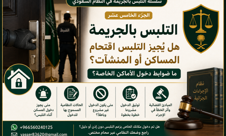 التلبس ودخول المساكن في النظام السعودي متى يجوز التفتيش؟