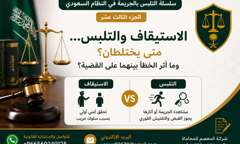 الفرق بين الاستيقاف والتلبس في النظام السعودي متى يصح القبض والتفتيش؟