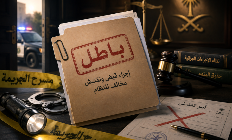 بطلان القبض والتفتيش في النظام السعودي