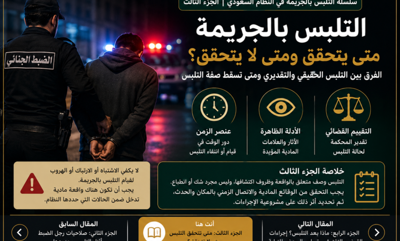 متى تتحقق حالة التلبس بالجريمة في النظام السعودي ومتى تنتفي؟