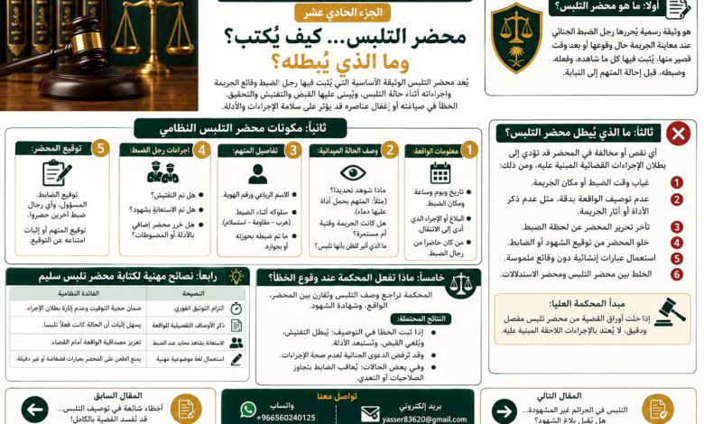 محضر التلبس في السعودية البيانات والأخطاء وأثرها على القضية