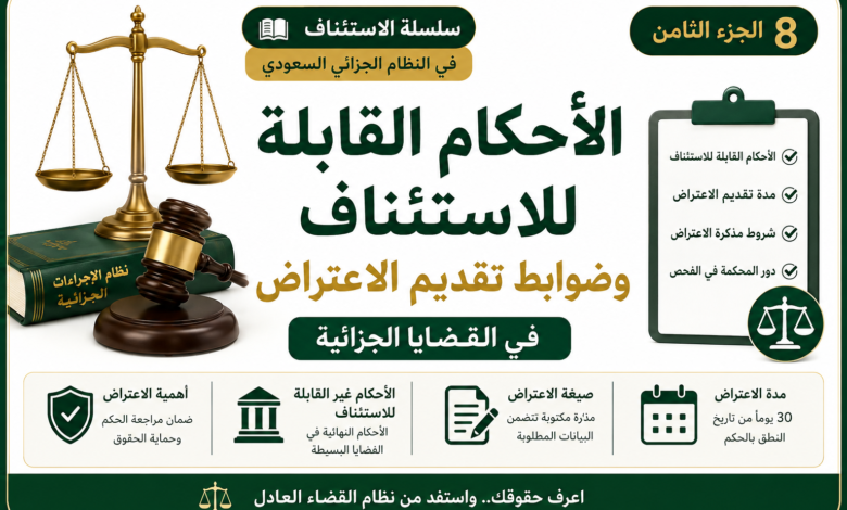 الأحكام القابلة للاستئناف في القضايا الجزائية وضوابط الاعتراض في السعودية