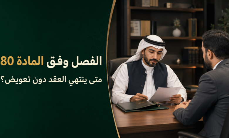 الفصل وفق المادة 80 من نظام العمل السعودي وإنهاء عقد العمل دون تعويض.