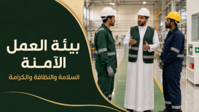 بيئة العمل الآمنة في نظام العمل السعودي وواجبات صاحب العمل في السلامة والنظافة وحماية كرامة العامل.