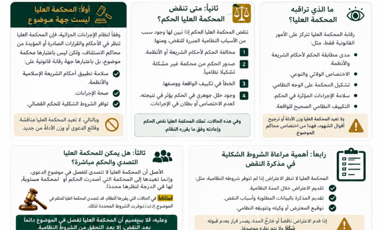 سلطة المحكمة العليا في النقض الجزائي وحدود رقابتها على الأحكام