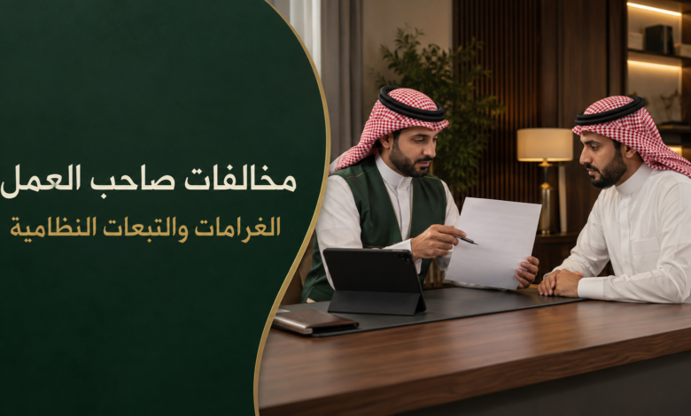 مخالفات صاحب العمل والغرامات والتبعات النظامية وفق نظام العمل السعودي.