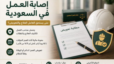 إصابة العمل في السعودية و العلاج والتعويض وحقوق العامل عند العجز