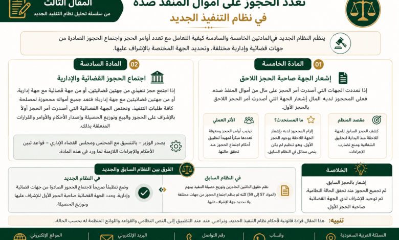 تعدد الحجوز على أموال المنفذ ضده في نظام التنفيذ الجديد