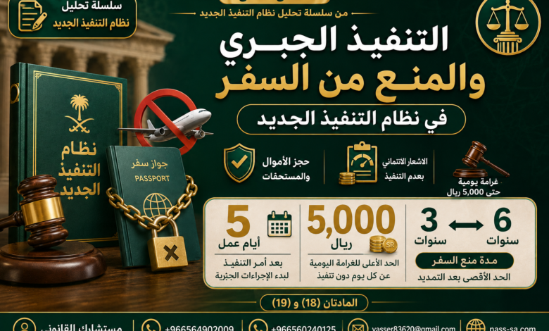 التنفيذ الجبري والمنع من السفر في نظام التنفيذ الجديد