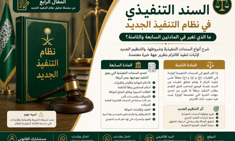 السند التنفيذي في نظام التنفيذ الجديد ما الذي تغير في المادتين السابعة والثامنة؟