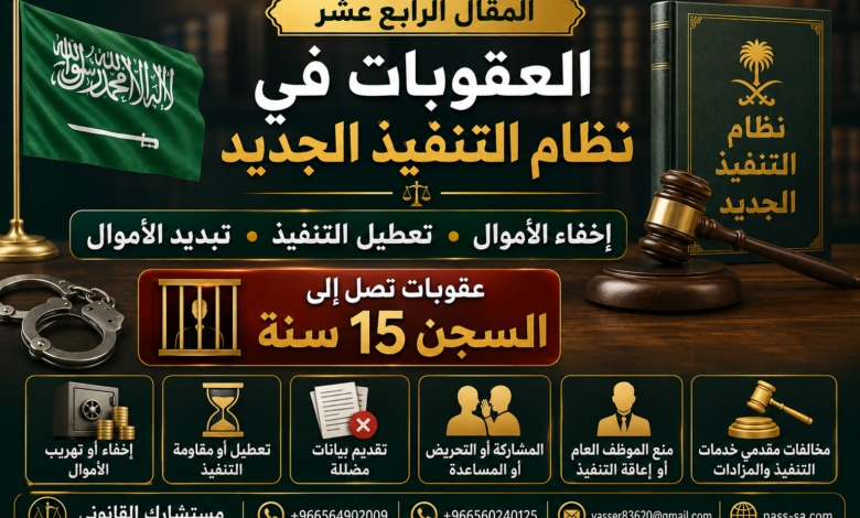 عقوبات نظام التنفيذ الجديد متى يتحول تعطيل التنفيذ إلى جريمة؟