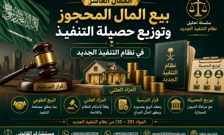 بيع المال المحجوز وتوزيع حصيلة التنفيذ في نظام التنفيذ الجديد