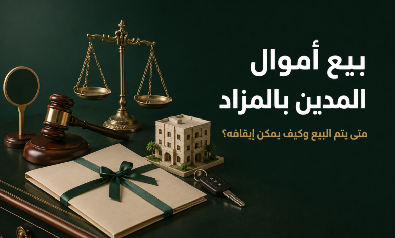 بيع أموال المدين بالمزاد وإجراءات إيقاف البيع قبل رسو المزاد في نظام التنفيذ السعودي