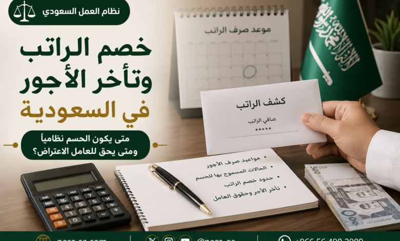 خصم الراتب وتأخر الأجور في السعودية حقوق العامل وفق نظام العمل