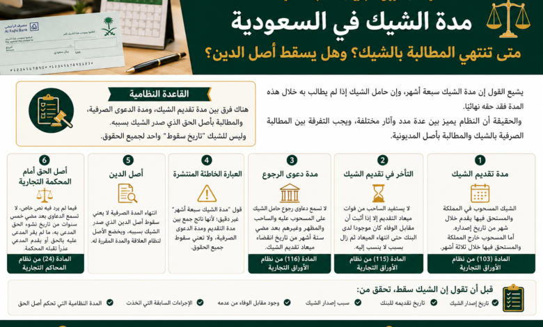 مدة الشيك في السعودية و متى تنتهي المطالبة وهل يسقط الدين؟