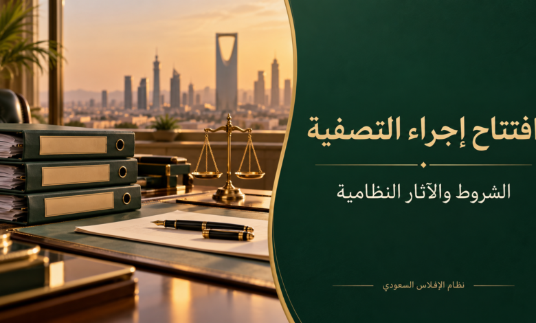 افتتاح إجراء التصفية شروط الطلب وآثاره في النظام السعودي