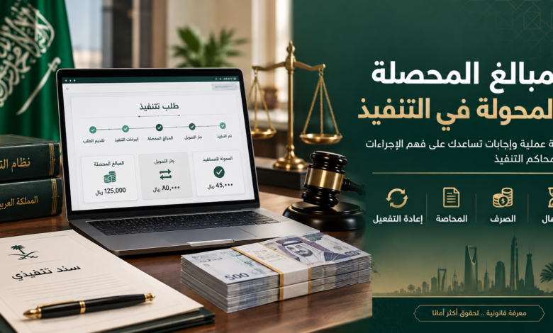 المبالغ المحصلة والمحولة في التنفيذ